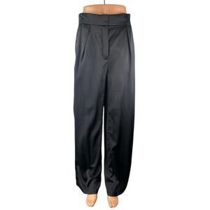 NEW Abercrombie & Fitch Women's Black Satin Pleated Wide Leg Trousers Pants 30